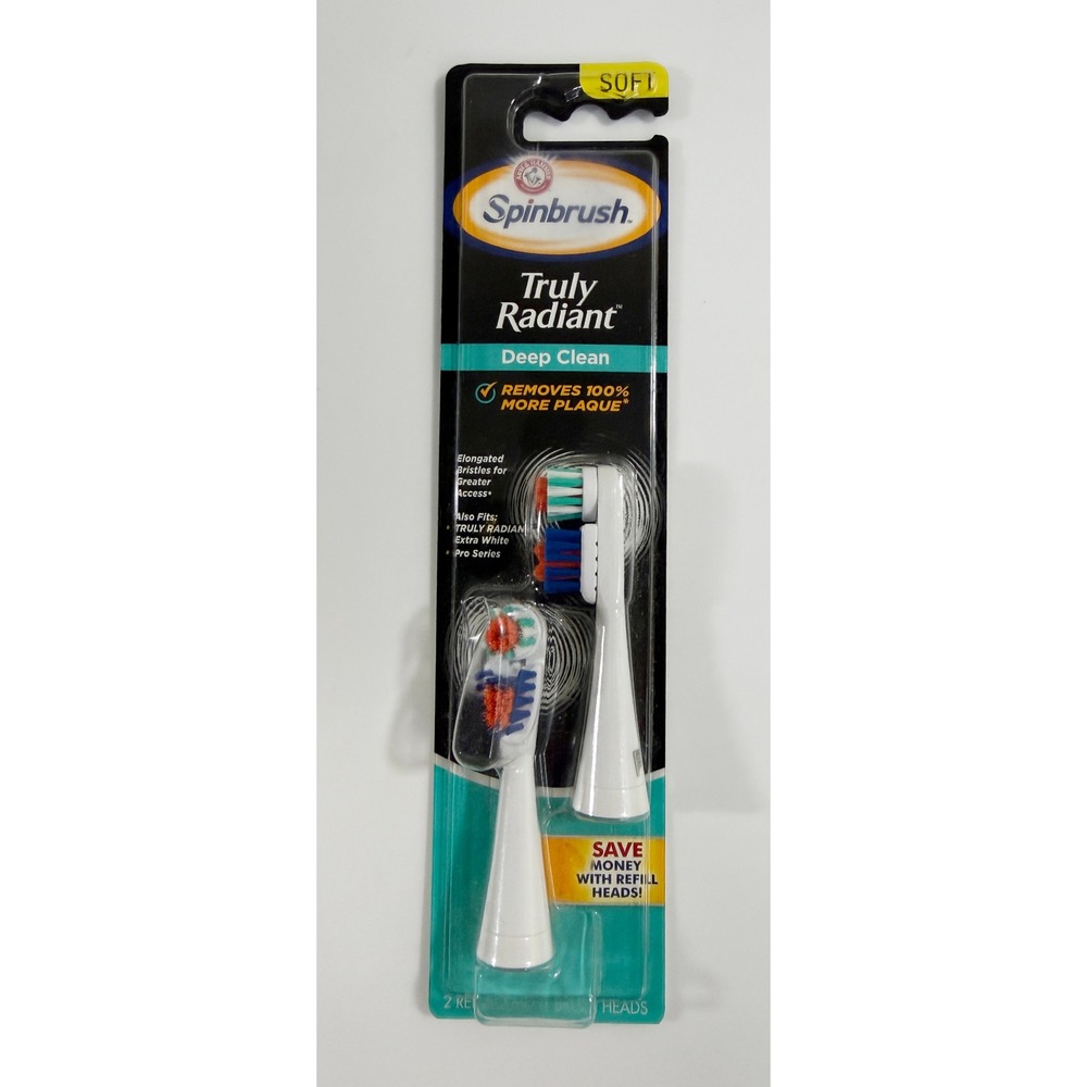 Spinbrush Replacement Heads Unisex 2 Pack White Truly Radiant Deep Clean Soft
